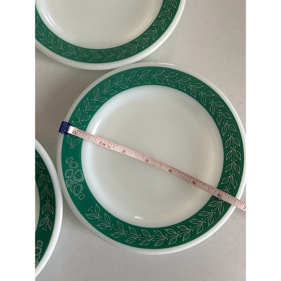 Vintage Corning décor laurel vine fern green 6” dinnerware salad plates set of 4 - Picture 3 of 6